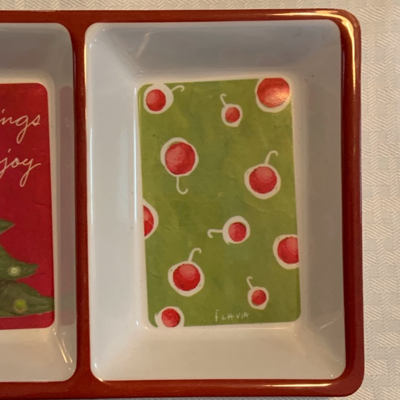 🦩Flavia lucite three compartment holiday serving dish, 6 x 12 inches - Picture 5 of 7